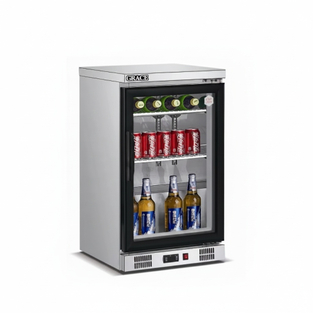 Wine Beer Fridge Under Counter - Unterbau-Kühlschrank, 304 Edelstahl 520x500x840mm Mini-Gefrierschrank, Einzel-Tür-Kompressor-Weinkühler,