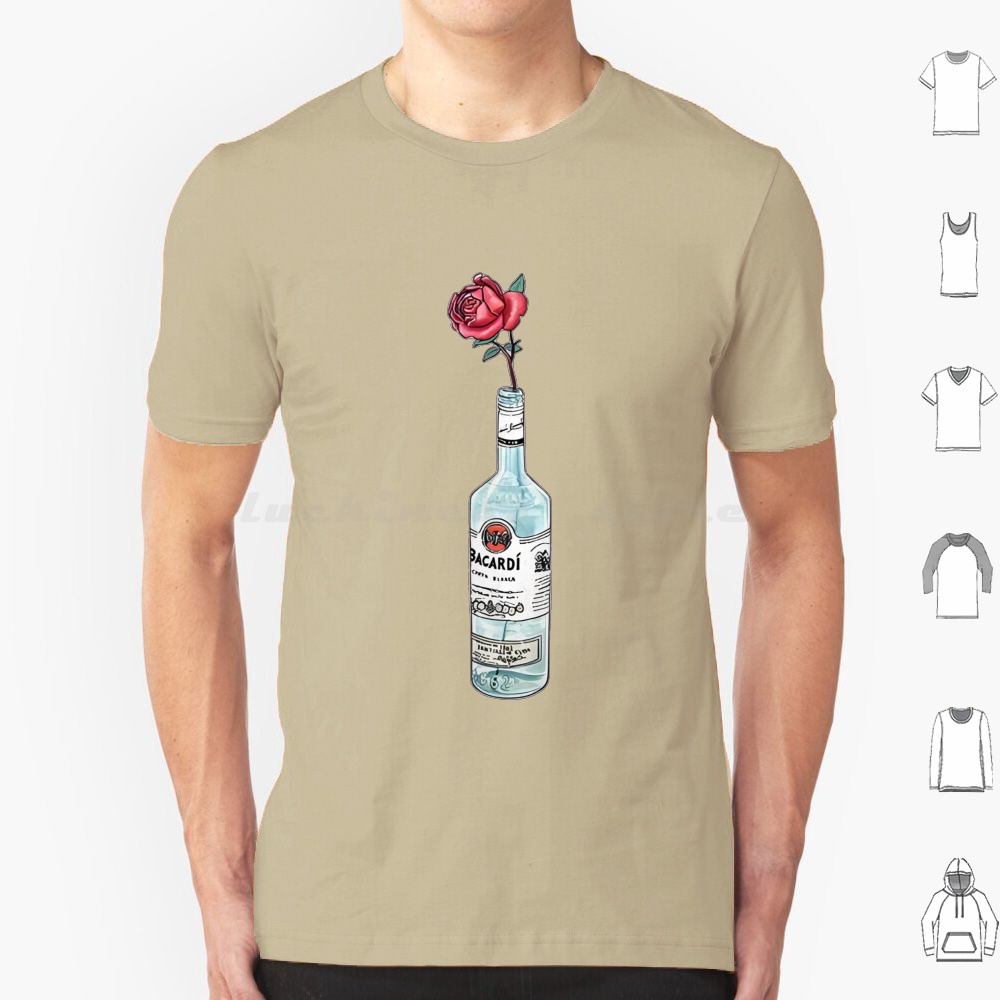 Beer Wine Gin - Rum Bacardi Blumen-Kunstwerk T-Shirt 6XL Baumwolle