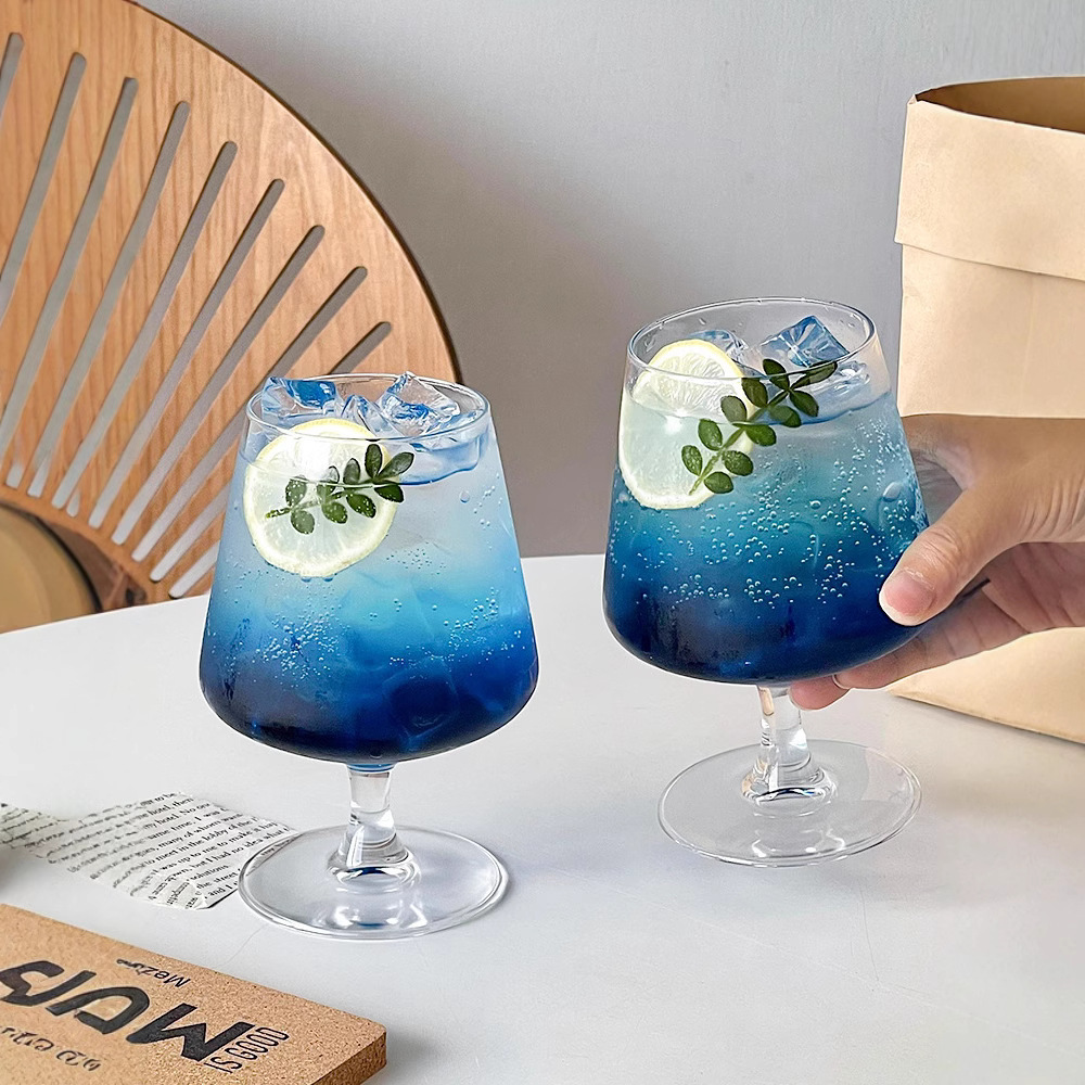 Wine Beer Foot - Hochwertiger Glasbecher mit kurzen Füßen, Party-Whisky-Glas,