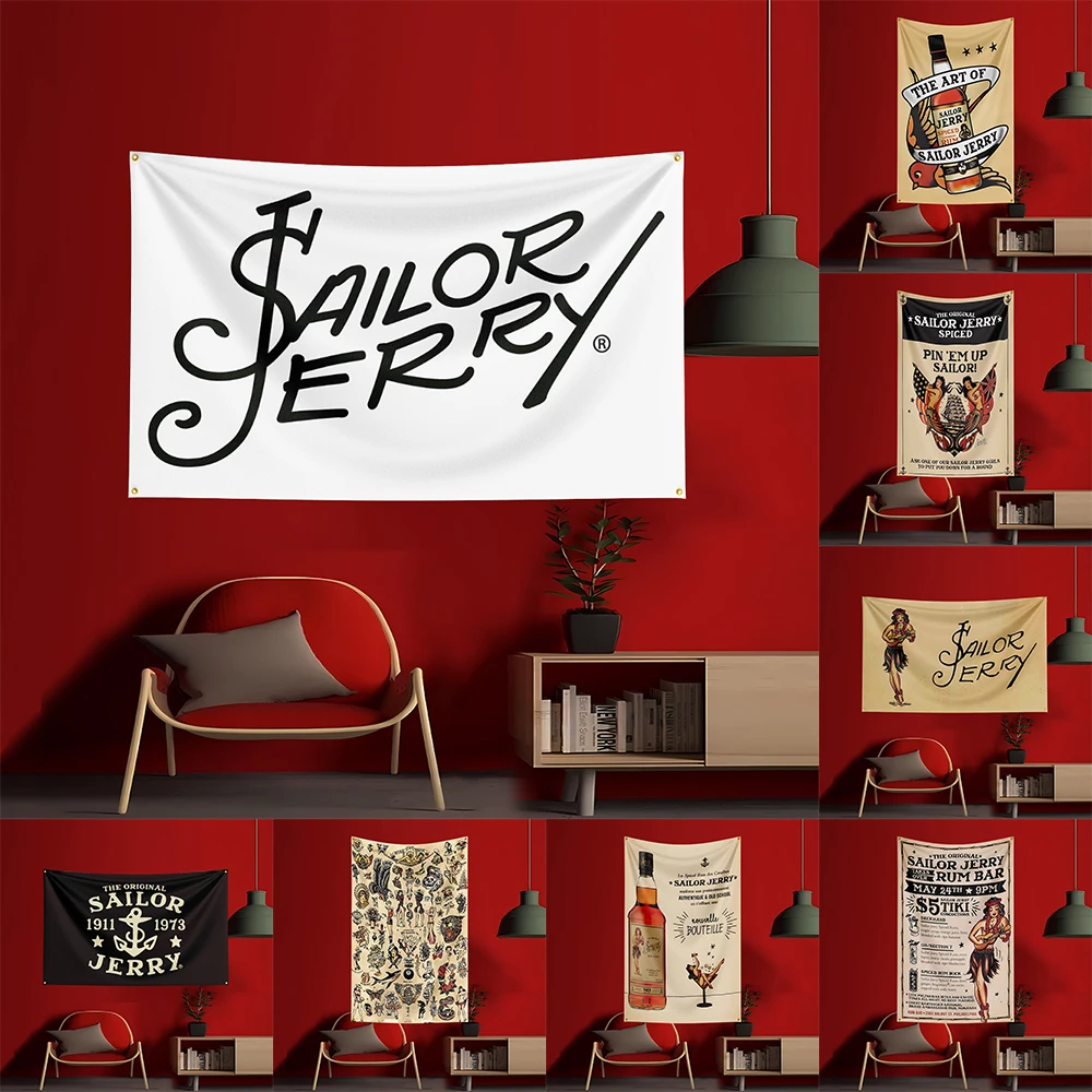 Wine Beer Rum - 90X150CM S-Sailor Jerrys Rum-Flagge aus Polyester,
