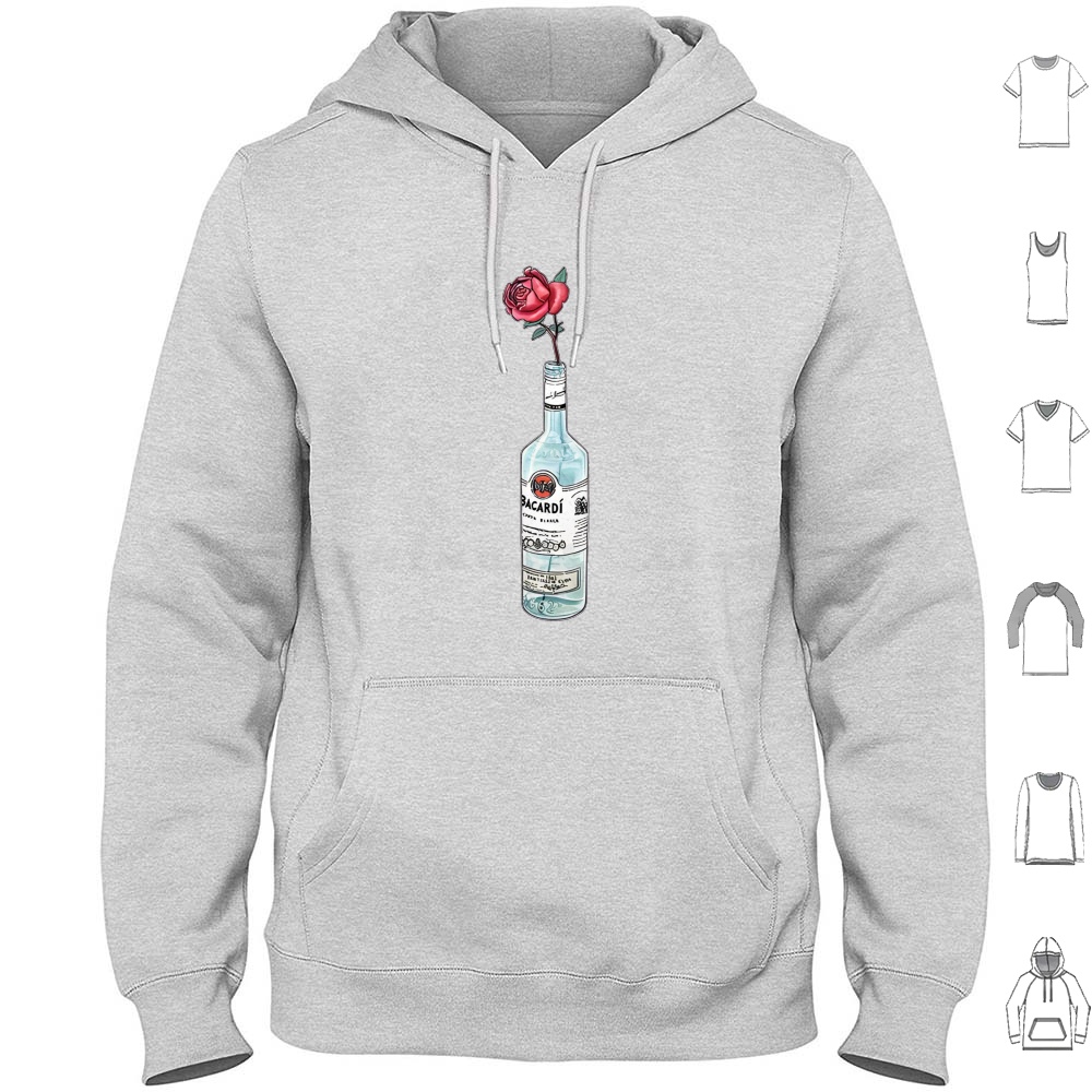 Beer Wine Gin - Rum Bacardi Flower Artwork Hoodie Baumwolle